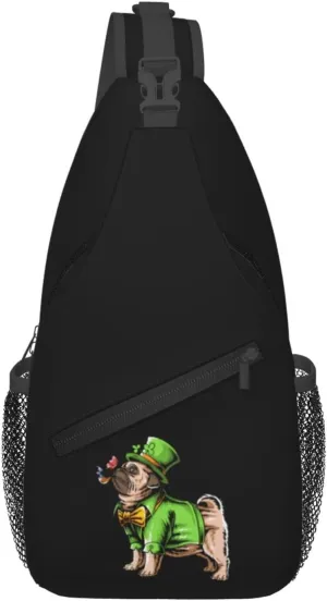 Dog In Green Suit Crossbody Bags For Women Men Chest Backpack Gym Shoulder Bag Travel Outdoor Sports Casual Crossbody Bags