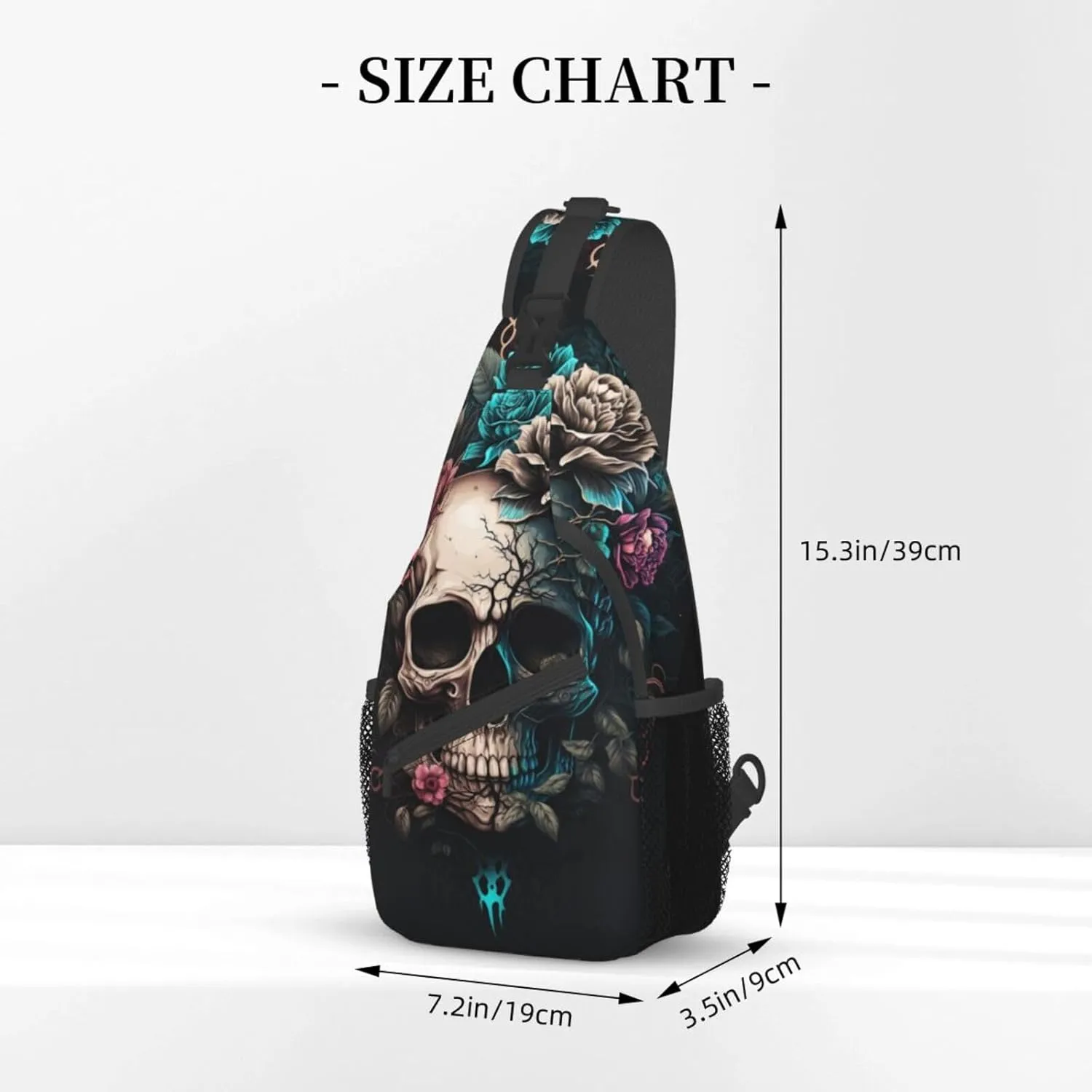 Dog Paw Sling Bag for Women Men Chicken Crossbody Bags Sunflower Chest Bag Gothic Skull Daypack Shoulder Bag Backpack (gothic skull)