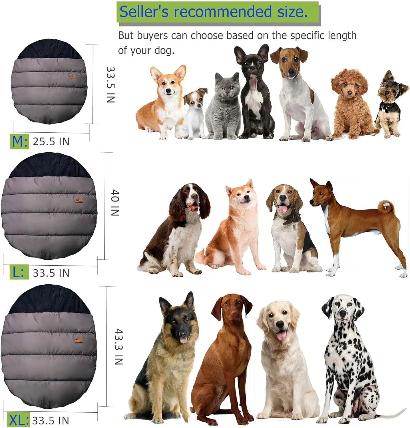 Dog Sleeping Bag, Portable Camping Bed, Waterproof Travel Dog Bed, Extra Large Dog Bed for Traveling with Compression Sack