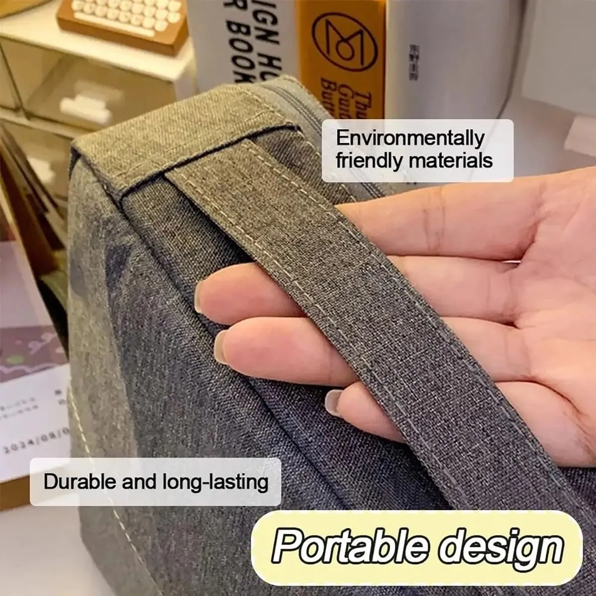 Doresty Makeup Bag, 2025 New Standing Makeup Bag – Portable, Large Capacity, Travel Makeup Organizer, Waterproof Oxford Cloth Cosmetic Toiletry Bags with Compartments (Purple)