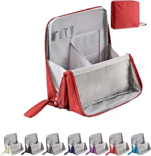 Doresty Makeup Bag,Standing Makeup Bag – Portable, Large Capacity,Waterproof,Multi-Purpose Large Capacity Oxford Cloth Standing Makeups Bags,for Daily,Travel (Red)