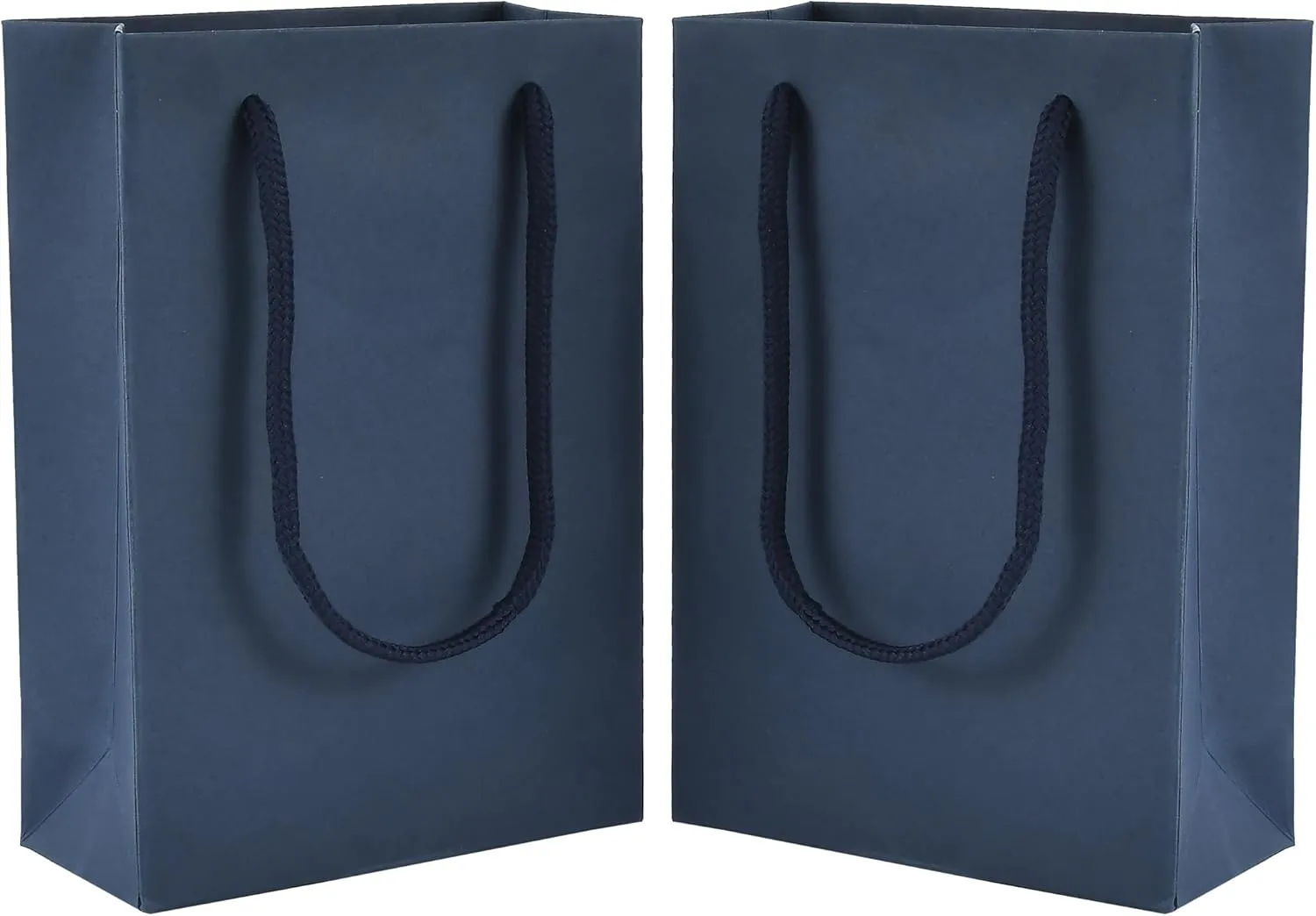Drienv Navy Blue Gift Bags - 50 Pack, 5x2x7.5 inches, Cotton Handle, Party Packaging