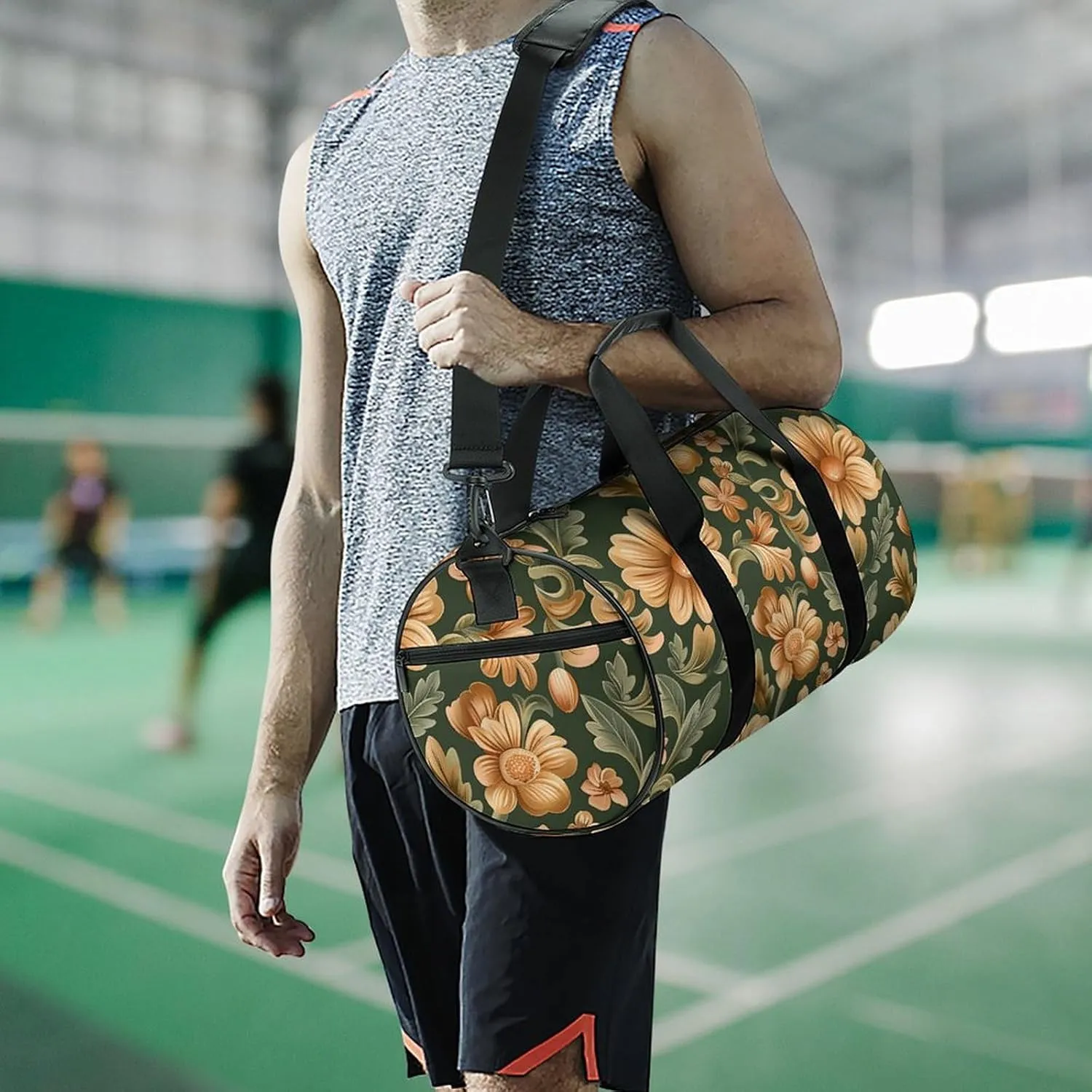 Duffel Bag for Men Women Gym Bag Beautiful Green Pattern Travel Duffel Bag Waterproof Overnight Bag for Sports Workout
