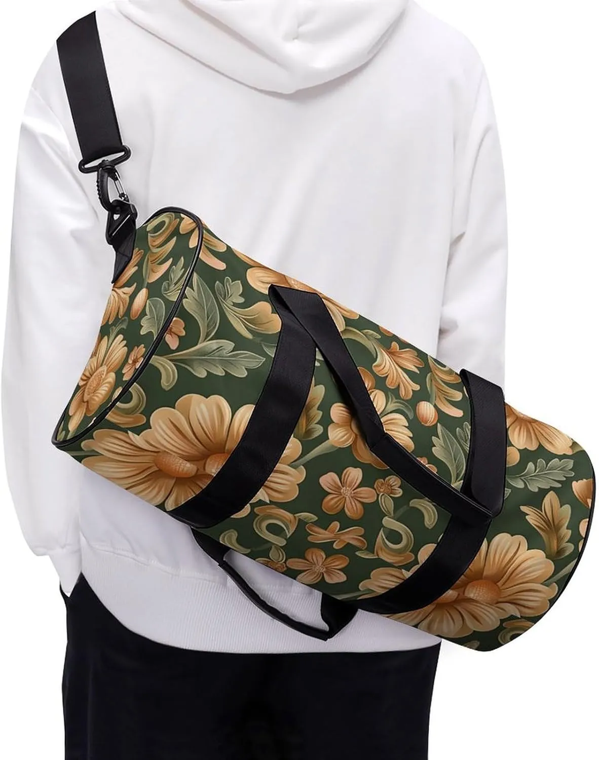 Duffel Bag for Men Women Gym Bag Beautiful Green Pattern Travel Duffel Bag Waterproof Overnight Bag for Sports Workout
