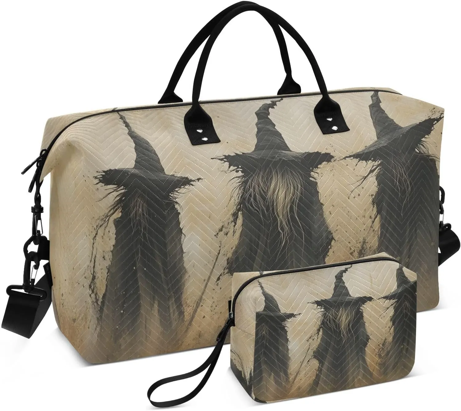 Duffel Bag for Traveling, Retro Witch Gothic Gym Bags with Multiple Interior Pockets for Women Men Toiletry Purse Included 20.5”x 1.9” x 13.8”