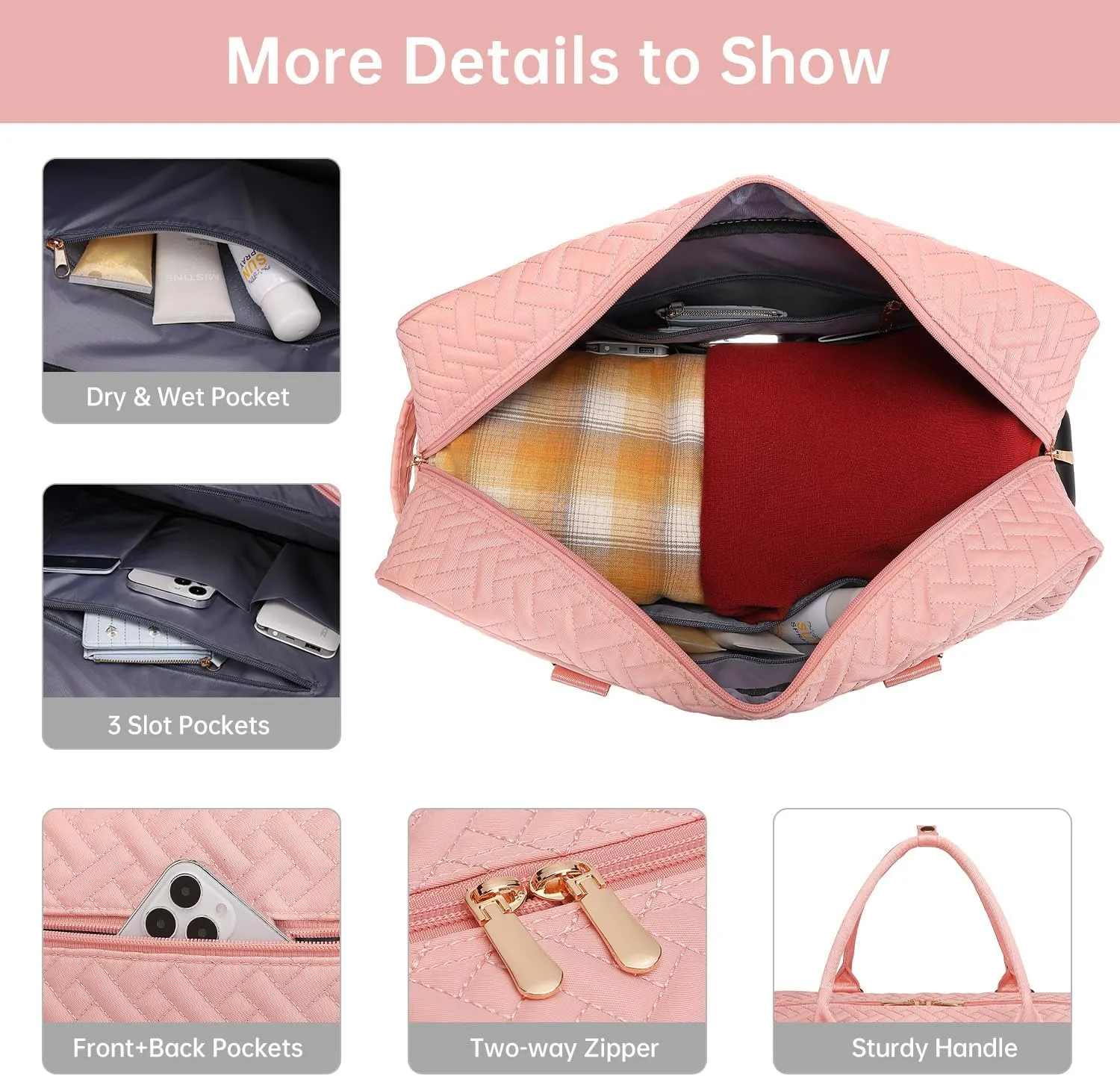 Duffle Bag for Travel, Weekender Bag with Shoe Compartment, Carry On Overnight Bag for Women with Toiletry Bag, Gym Bag with Wet Pocket, Hospital Bags for Labor and Delivery Beige