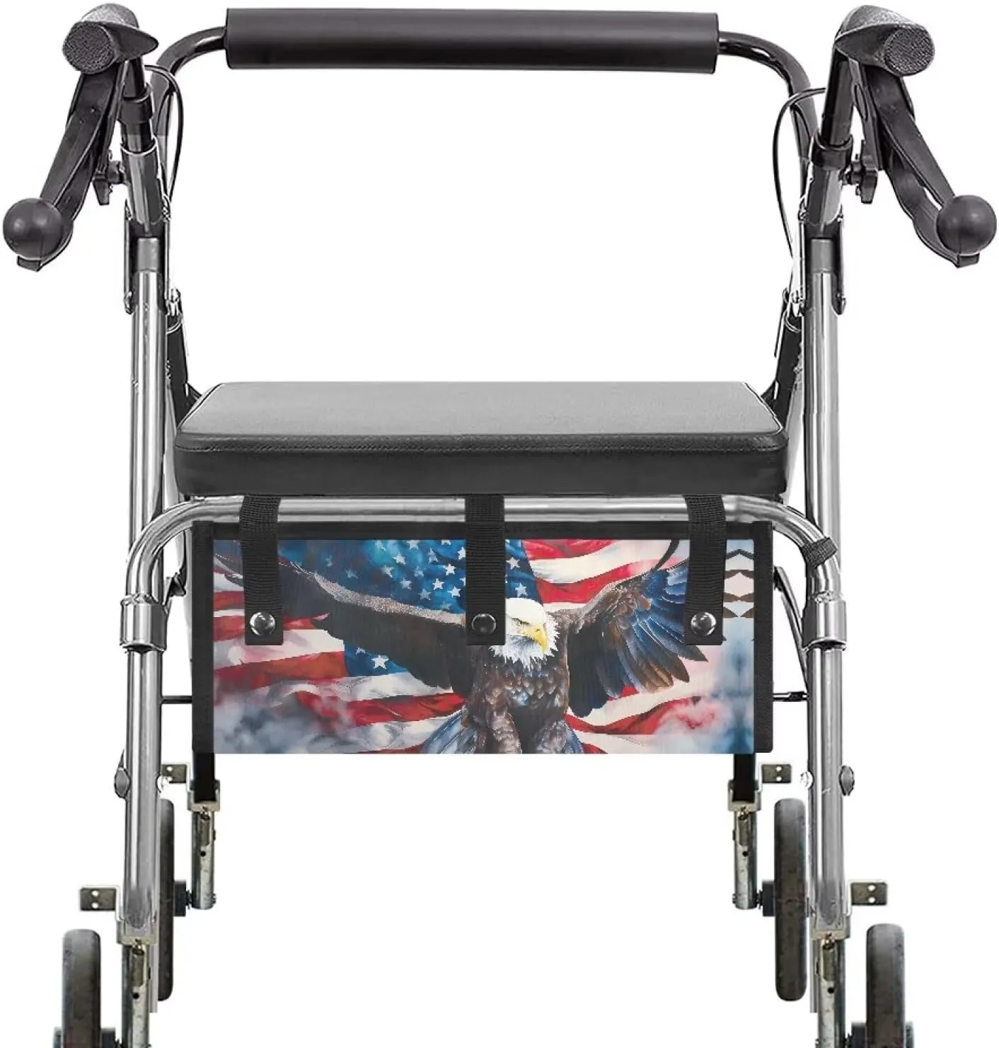 Eagle USA Flag Walker Accessories for Folding Walkers Attachment Large Capacity Waterproof Bags Hands-Free Storage Basket with Storage Pockets for Travel