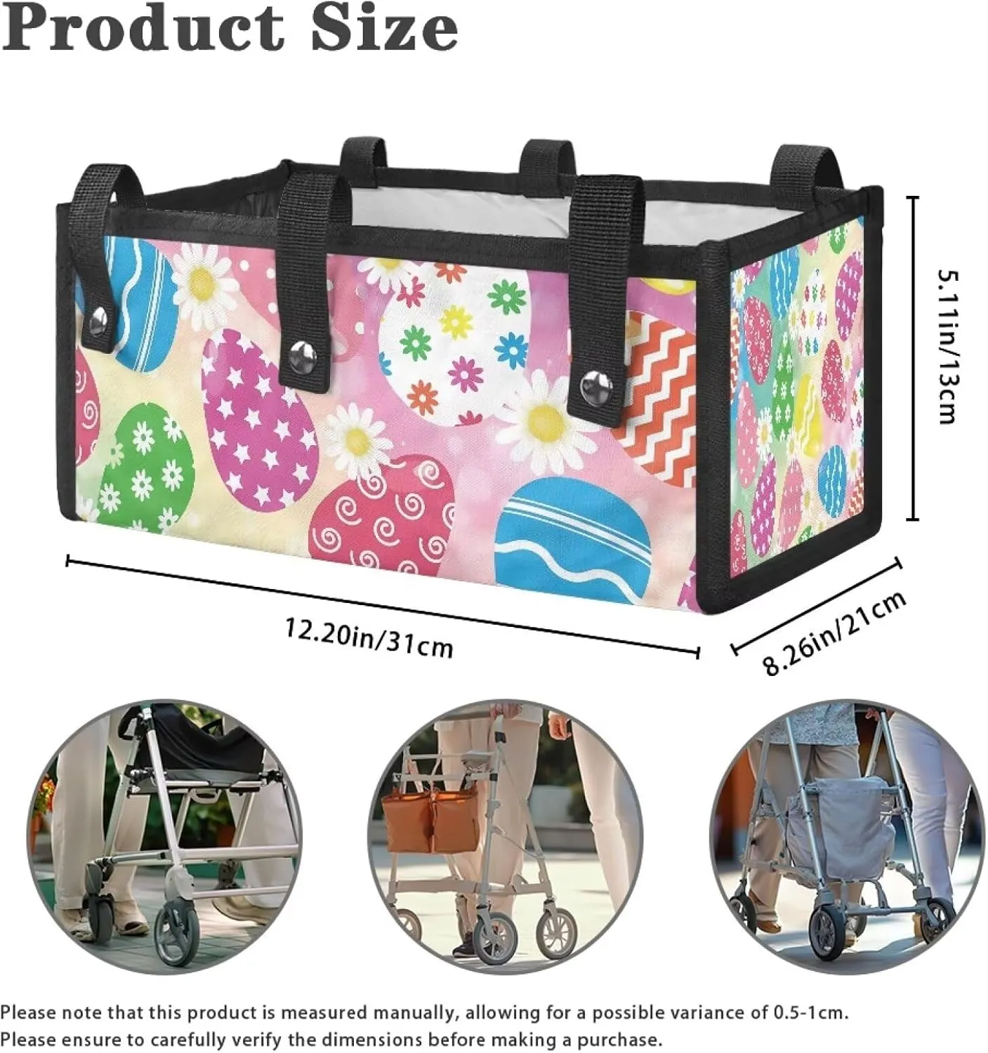 Eggs Walker Storage Bags Rollator Basket & Accessory Organizer Storage Seniors Under Seat Reusable Suitable for 4-Wheeled Wheelchairs