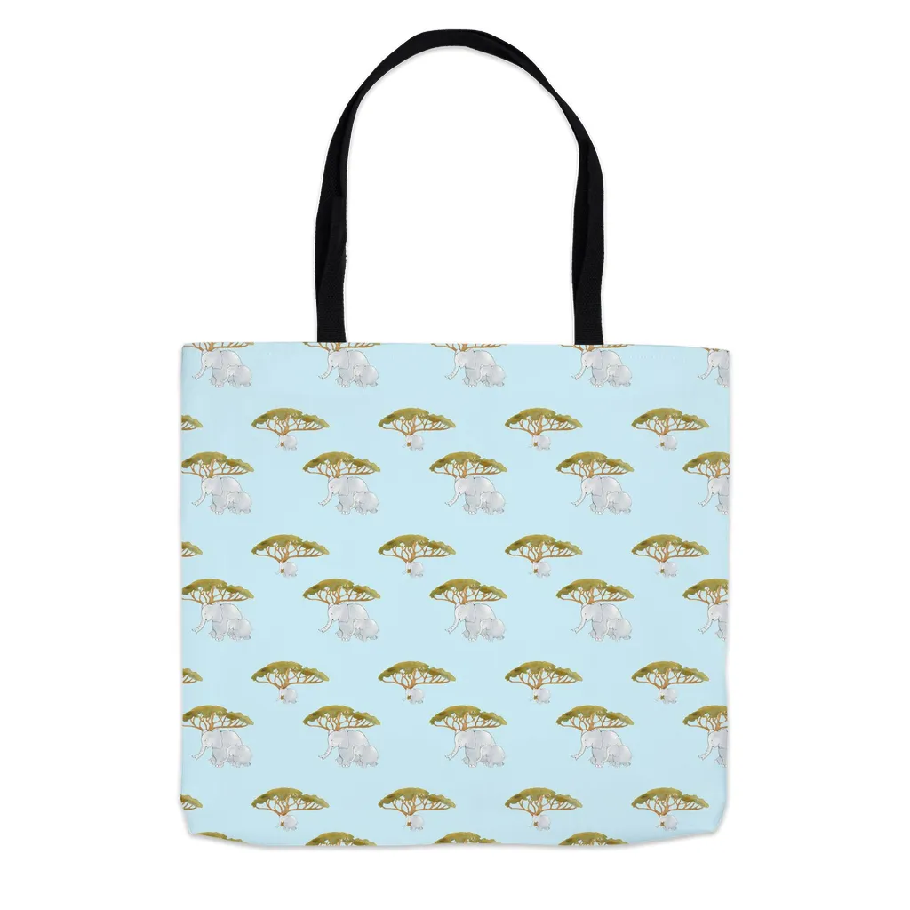 Elephant and Trees Pattern Tote Bag (Blue)