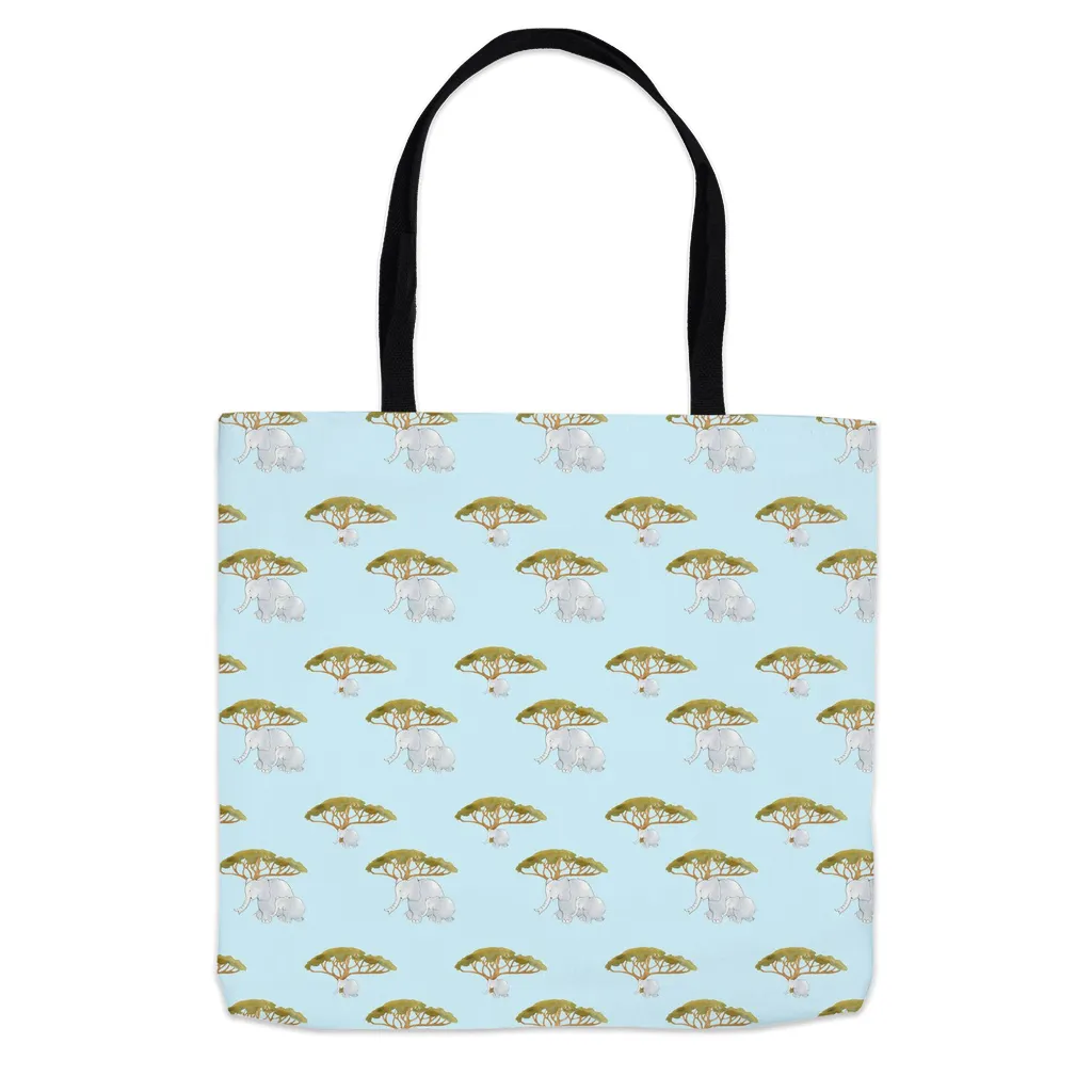 Elephant and Trees Pattern Tote Bag (Blue)