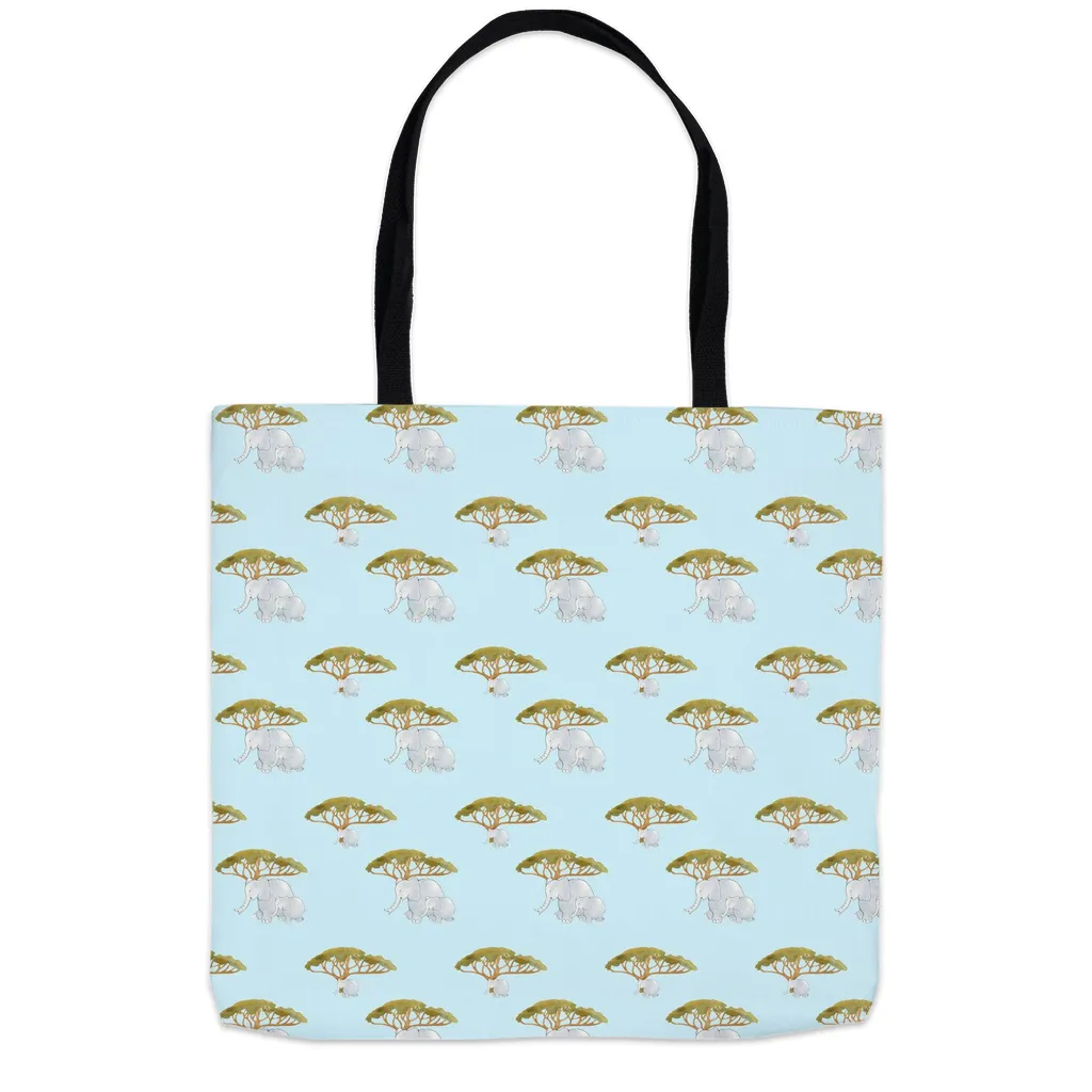 Elephant and Trees Pattern Tote Bag (Blue)