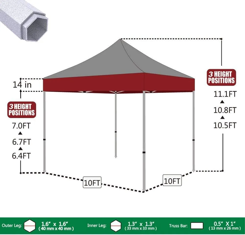 Eurmax USA Premium 10'x10' Pop-up Canopy Tent Commercial Instant Canopies Shelter with Heavy Duty Wheeled Carry Bag Bonus 4 Sand Bags (Black)