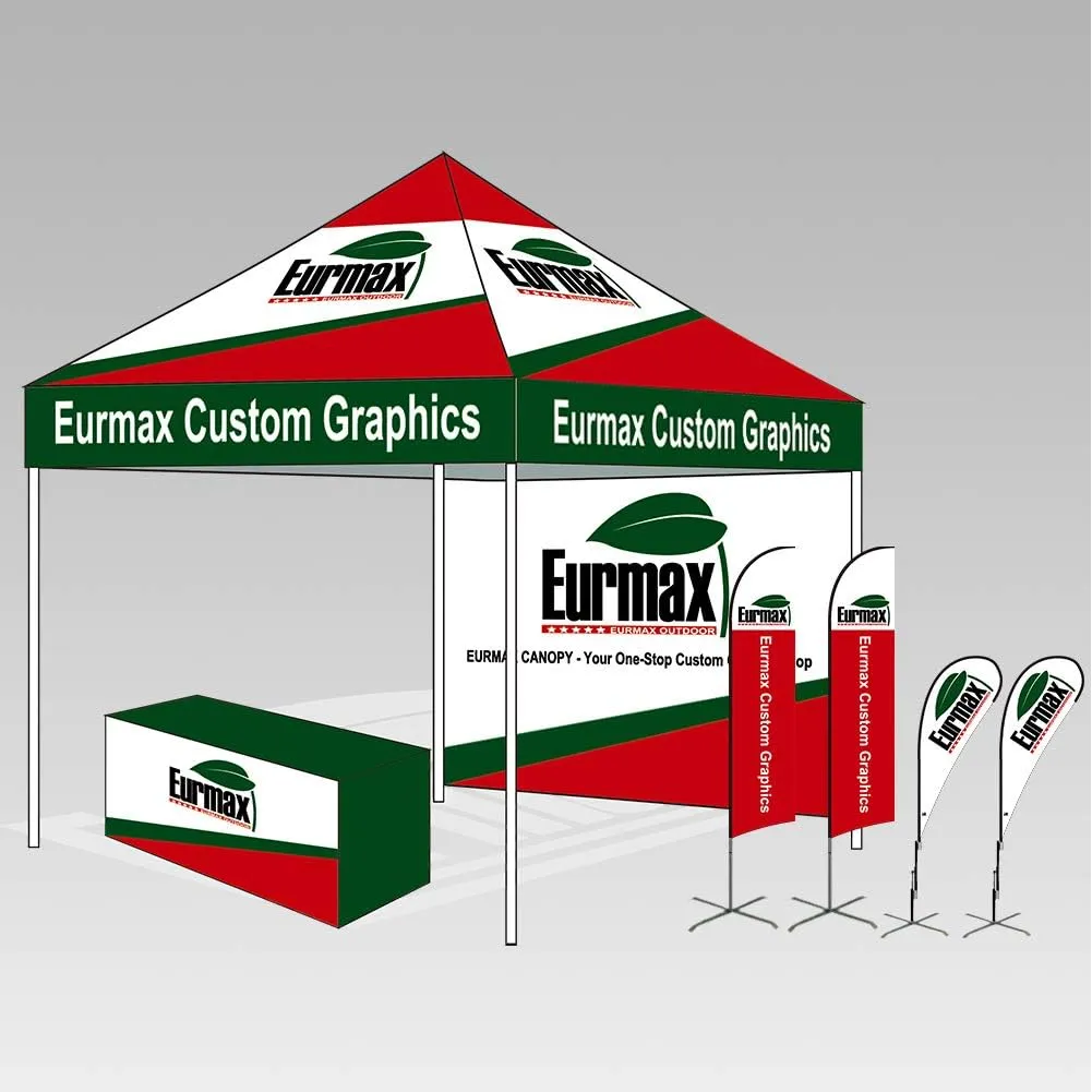 Eurmax USA Premium 10'x10' Pop-up Canopy Tent Commercial Instant Canopies Shelter with Heavy Duty Wheeled Carry Bag Bonus 4 Sand Bags (Black)