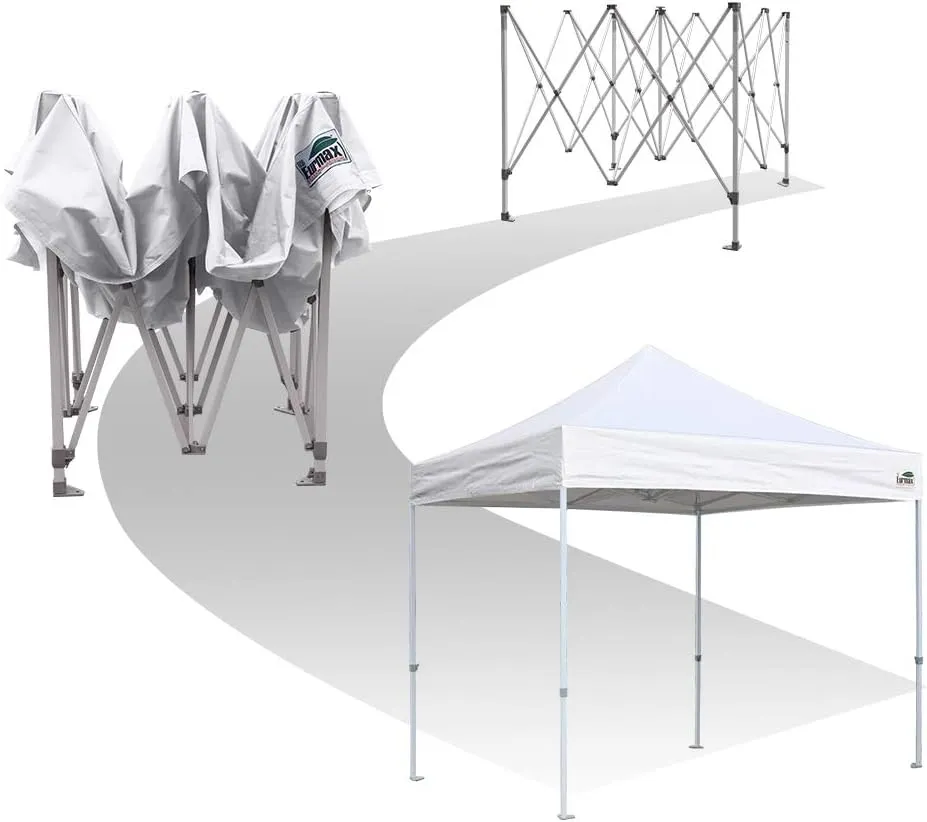 Eurmax USA Premium 10'x10' Pop-up Canopy Tent Commercial Instant Canopies Shelter with Heavy Duty Wheeled Carry Bag Bonus 4 Sand Bags (Black)