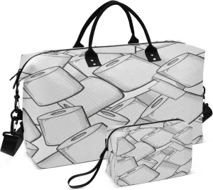 Exnundod Repeat Pattern with Toilet Paper Travel Duffel Bags for Women Sports Gym Bag Weekender Carry On Tote Overnight Luggage Duffle Bags