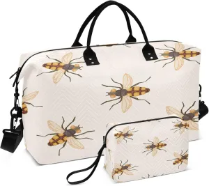 Exnundod Travel Duffel Bags Bug Mosquito Cartoon Sports Gym Bag Weekender Carry On Tote Overnight Luggage Bags for Women and Men