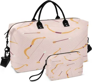 Exnundod Women Weekender Bags Cartoon Curve Bow Arrow Pattern Gym Bags Carry On Overnight Duffle Large Duffle Tote Hospital Bag for Business Trip, Yoga
