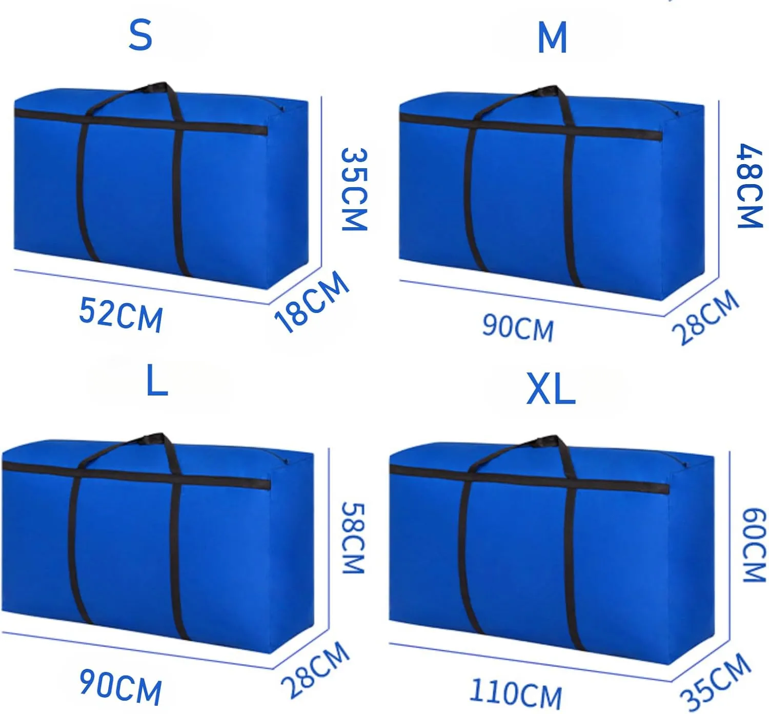 Extra Large Storage Bags Sturdy Foldable Moving Tote Bag Under Bed Storage Travel Cargo Duffel Jumbo Bag (navy blue,L)