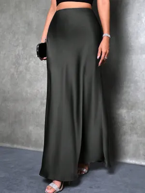 Falda Maxi de Satén Alta en Cherry Vibes 🌟