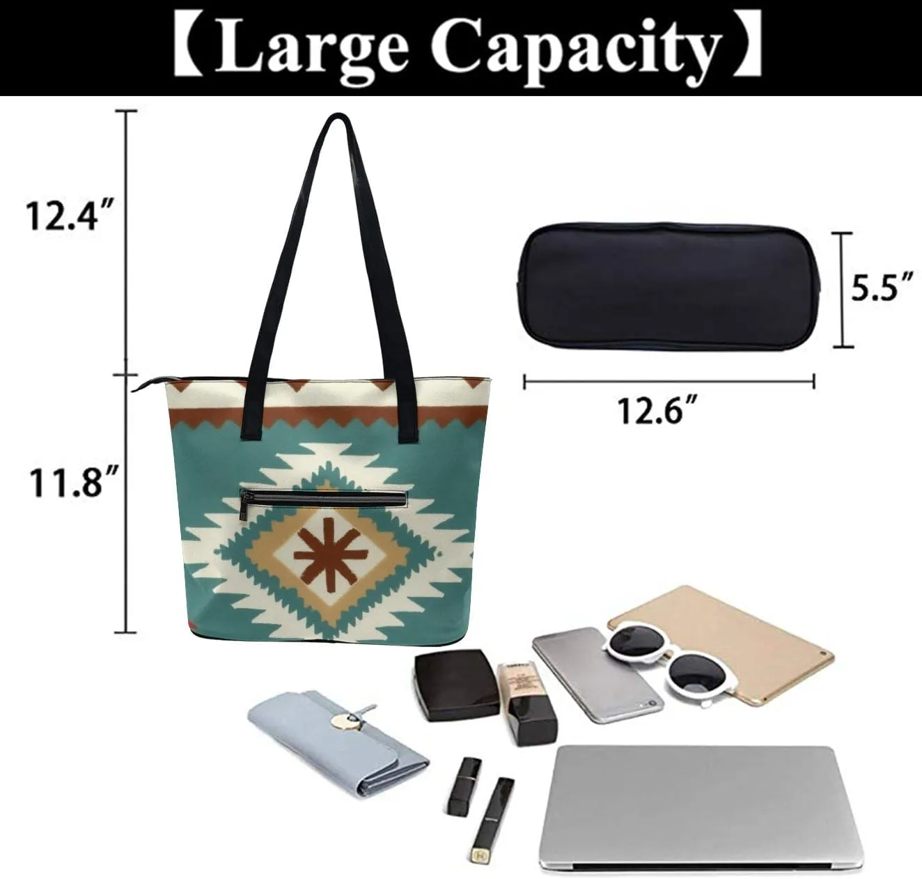 Fashion Coach Handbags for Women, Reusable Large Capacity Long Handle Tote Bag for Shopping, Work
