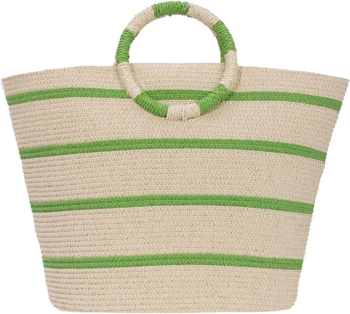 Fecialy Straw Handbags for women Straw Summer Beach bag Large Straw Tote Bags Rattan Woven Straw Bag