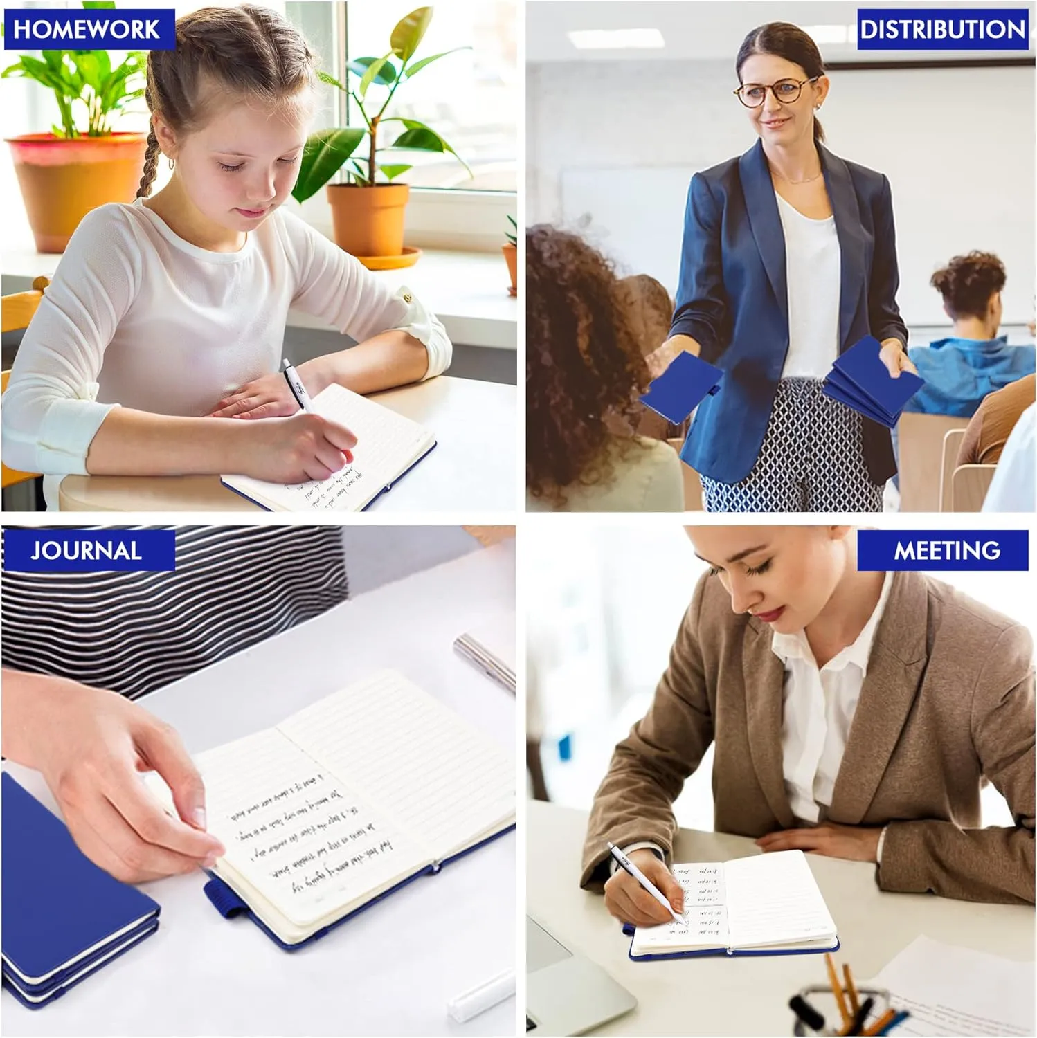 feela 15 Pack Pocket Small Notebooks Bulk, Mini Cute Notepads Hardcover College Ruled Lined Journals with Pen Holder for School Business Memos, with 15 Black Pens, 3.5”x 5.5”, A6, Navy