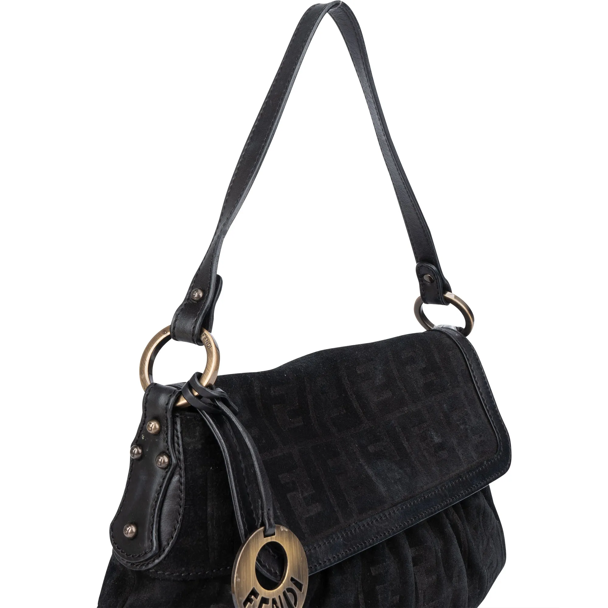 Fendi FF Suede Monogram Zucca Handbag