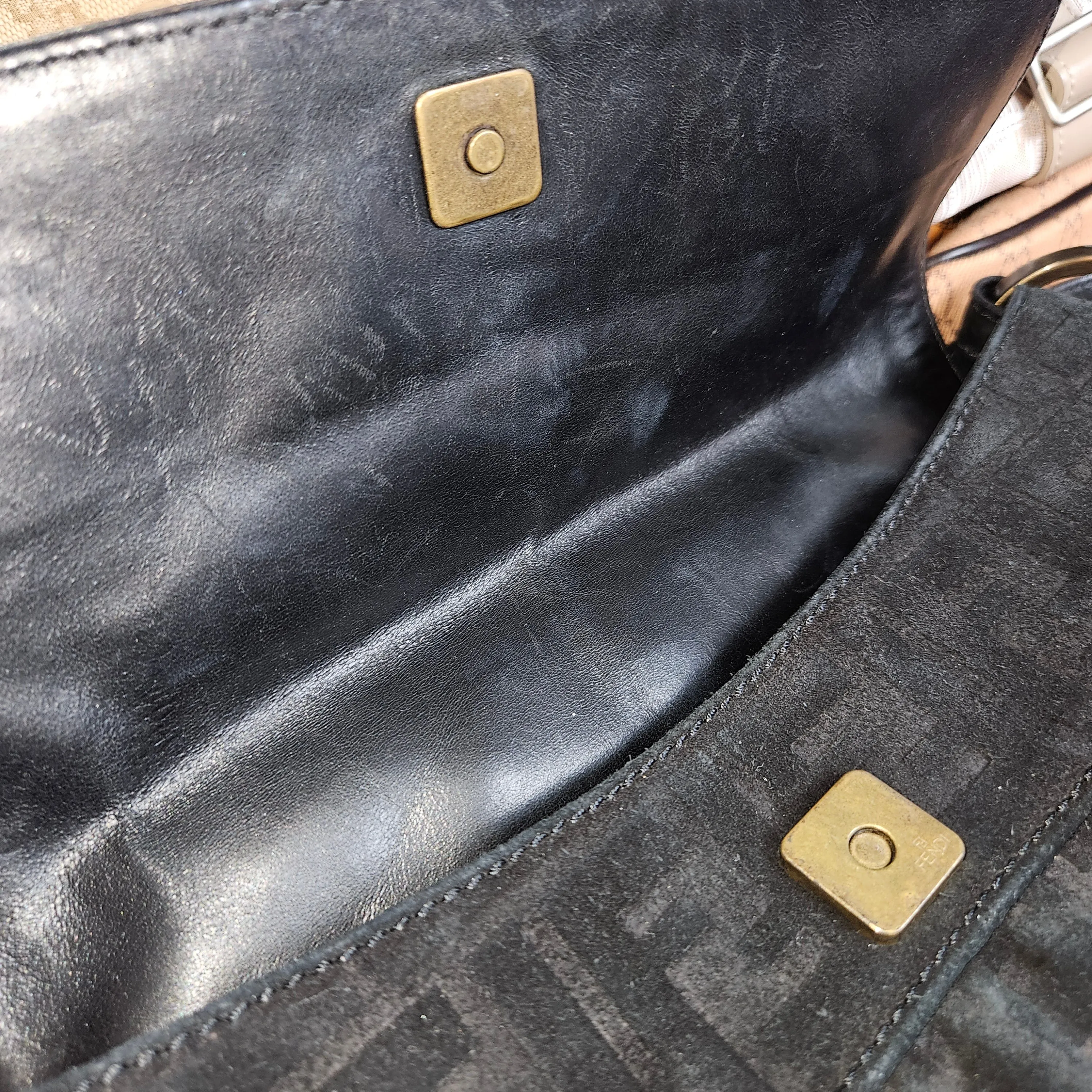 Fendi FF Suede Monogram Zucca Handbag