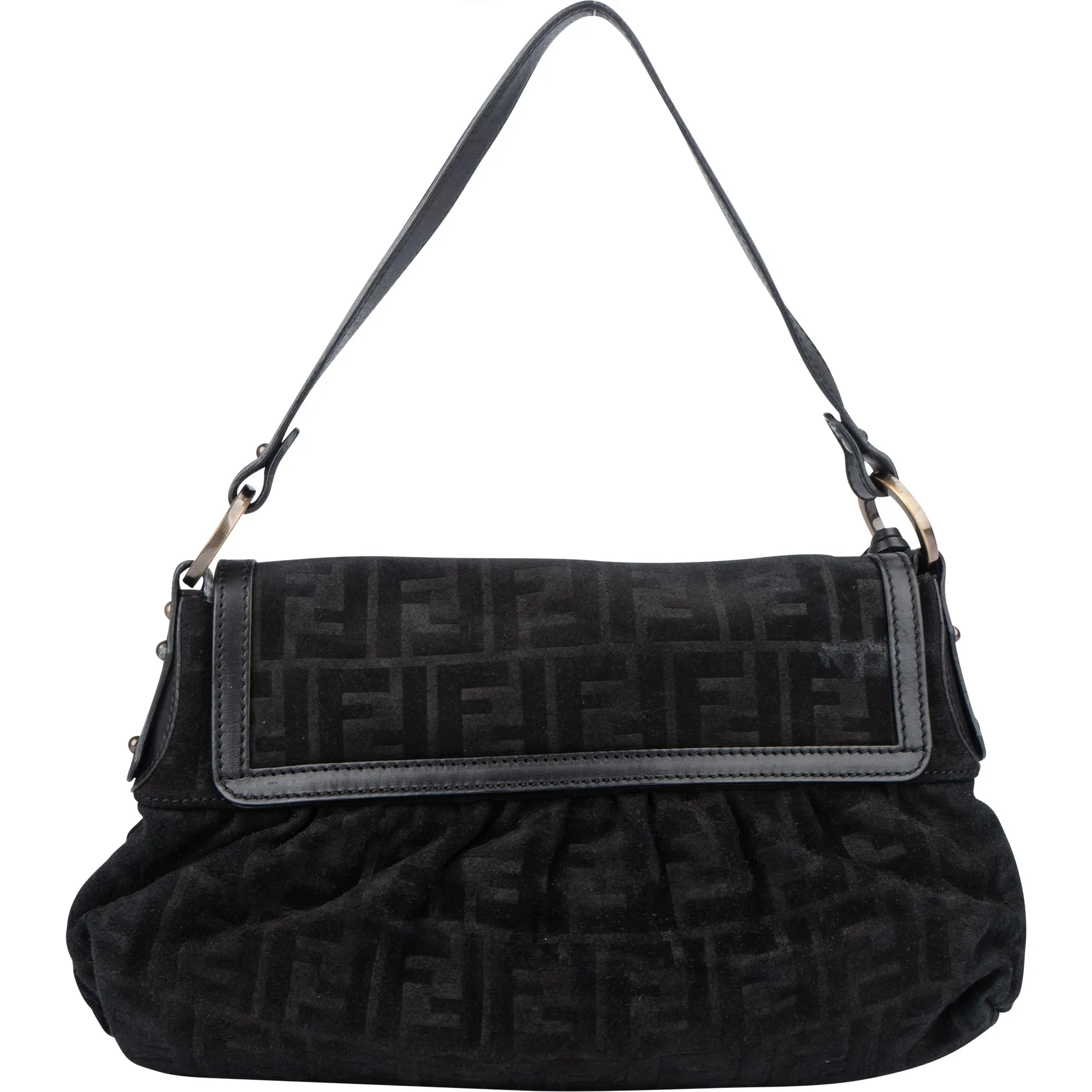 Fendi FF Suede Monogram Zucca Handbag