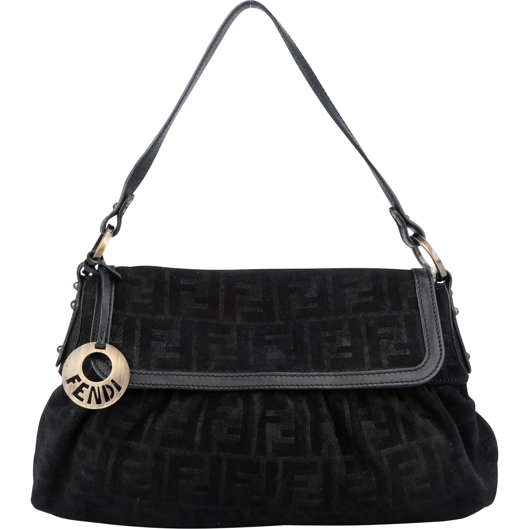 Fendi FF Suede Monogram Zucca Handbag