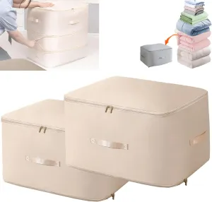FETNHU Ultra Space Saving Self Compression Organizer, Heavy Duty Moving Bags, Travel Packing Organizers Storage Tote for Clothes Comforters,Blankets,Bedding (Khika,L XL)