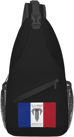 Flag Of Kansas City, Missouri (1995-2023) Crossbody Bags For Women Men Chest Backpack Gym Shoulder Bag Travel Outdoor Sports Casual Crossbody Bags