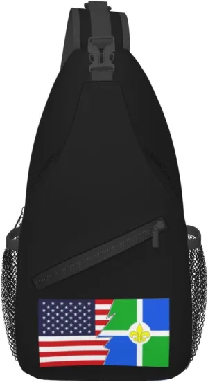 Flag Of Lake St. Louis, Missouri And America Crossbody Bags For Women Men Chest Backpack Gym Shoulder Bag Travel Outdoor Sports Casual Crossbody Bags