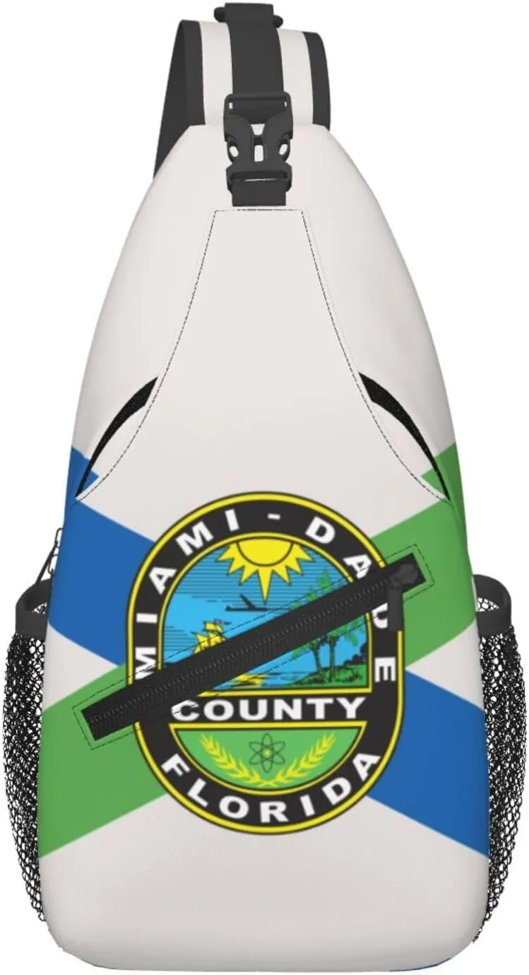 Flag of Miami-Dade County, Florida Crossbody Bags For Women Men Chest Backpack Gym Shoulder Bag Travel Outdoor Sports Casual Crossbody Bags