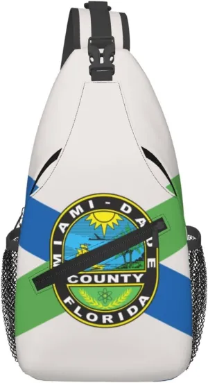 Flag of Miami-Dade County, Florida Crossbody Bags For Women Men Chest Backpack Gym Shoulder Bag Travel Outdoor Sports Casual Crossbody Bags