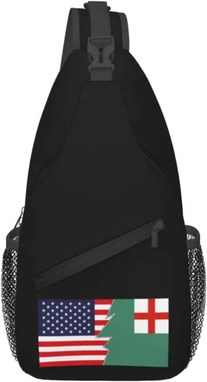 Flag Of Newbury, Massachusetts And America Crossbody Bags For Women Men Chest Backpack Gym Shoulder Bag Travel Outdoor Sports Casual Crossbody Bags