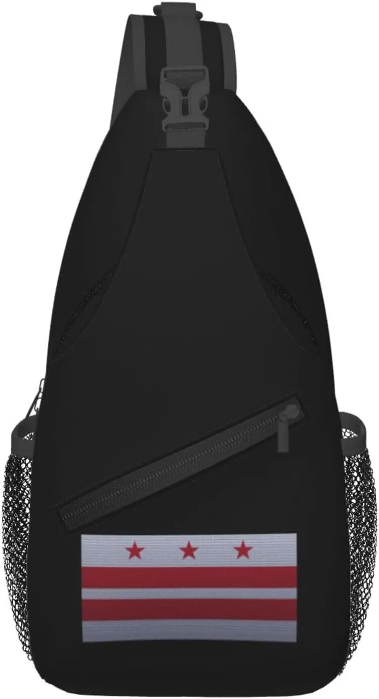 Flag Of The District Of Columbia Knitting Effect Crossbody Bags For Women Men Chest Backpack Gym Shoulder Bag Travel Outdoor Sports Casual Crossbody Bags