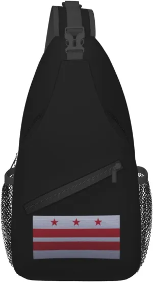 Flag Of The District Of Columbia Knitting Effect Crossbody Bags For Women Men Chest Backpack Gym Shoulder Bag Travel Outdoor Sports Casual Crossbody Bags