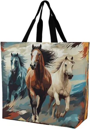 Flamingo Love Flowers Tote Bag for Women Reusable Grocery Shoulder Bag Shopping Bags for Travel, Groceries