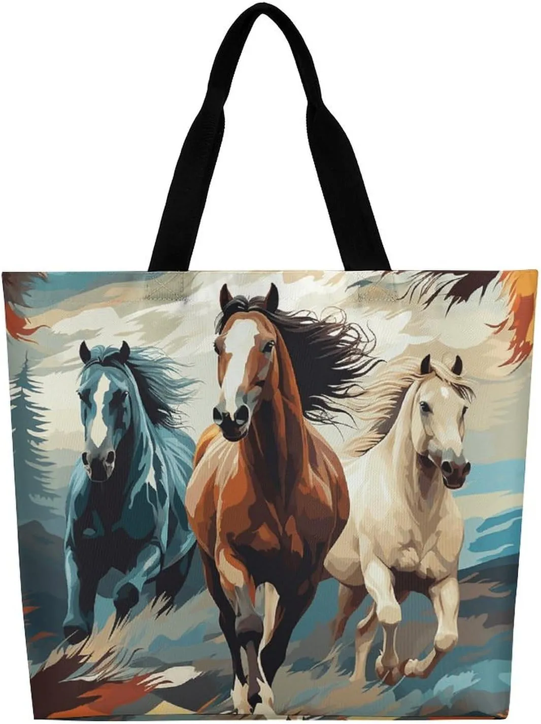 Flamingo Love Flowers Tote Bag for Women Reusable Grocery Shoulder Bag Shopping Bags for Travel, Groceries