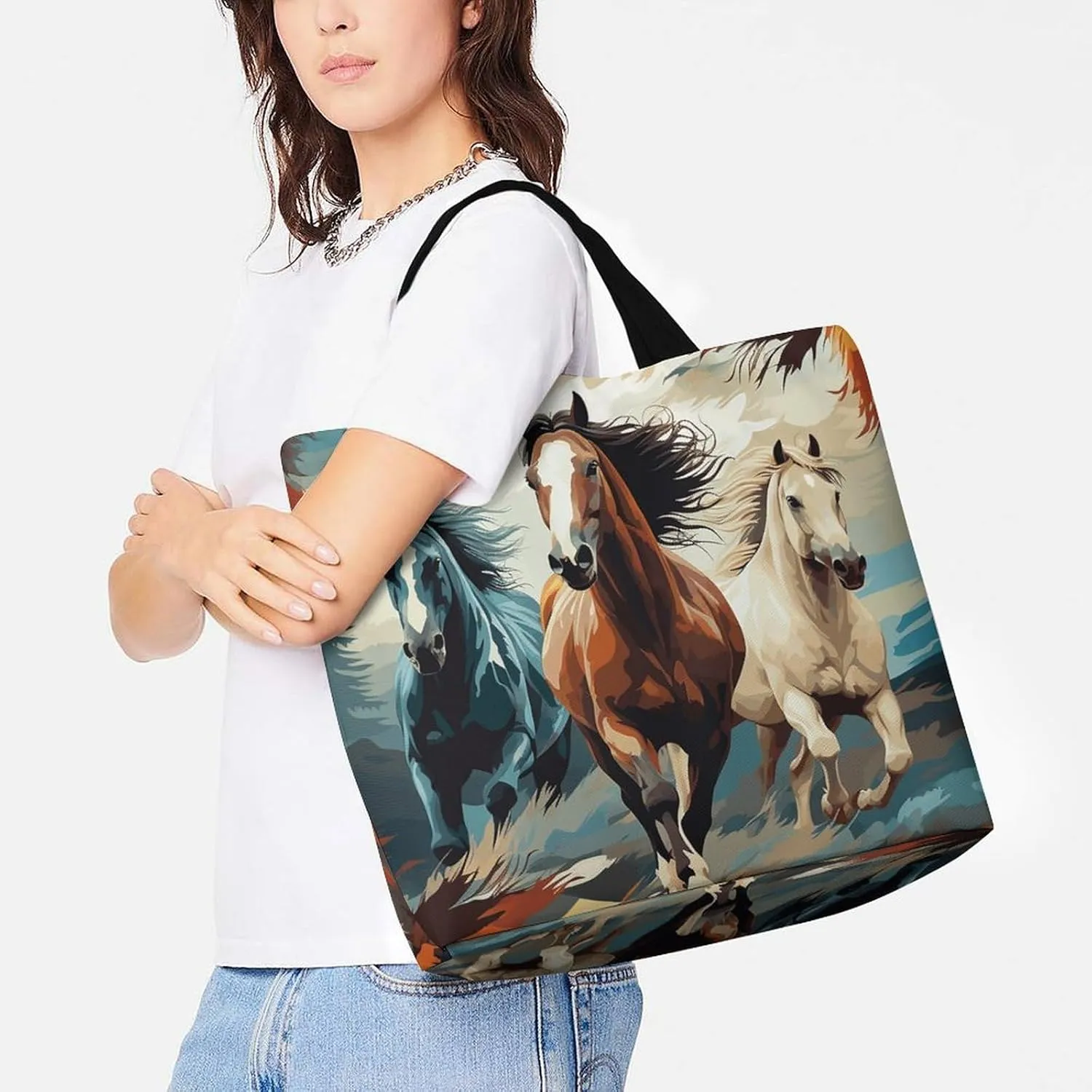Flamingo Love Flowers Tote Bag for Women Reusable Grocery Shoulder Bag Shopping Bags for Travel, Groceries