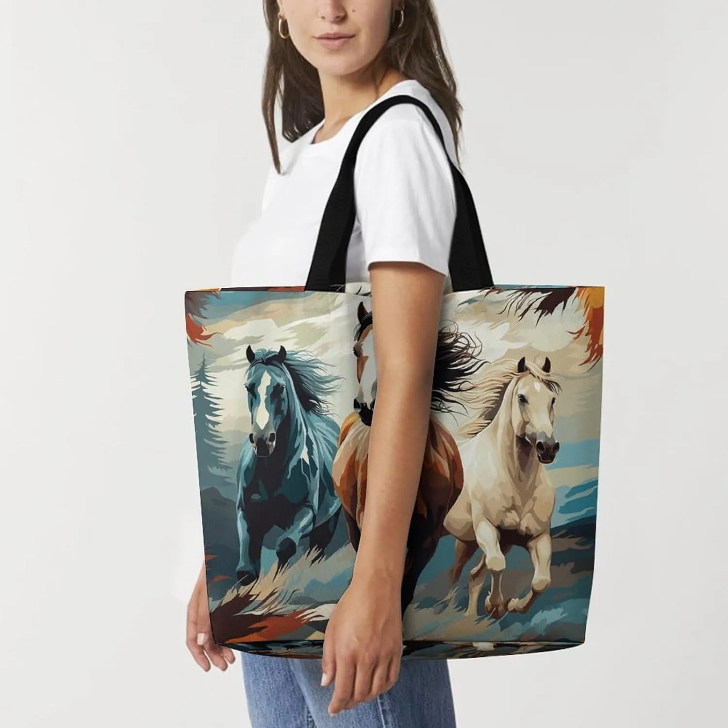 Flamingo Love Flowers Tote Bag for Women Reusable Grocery Shoulder Bag Shopping Bags for Travel, Groceries