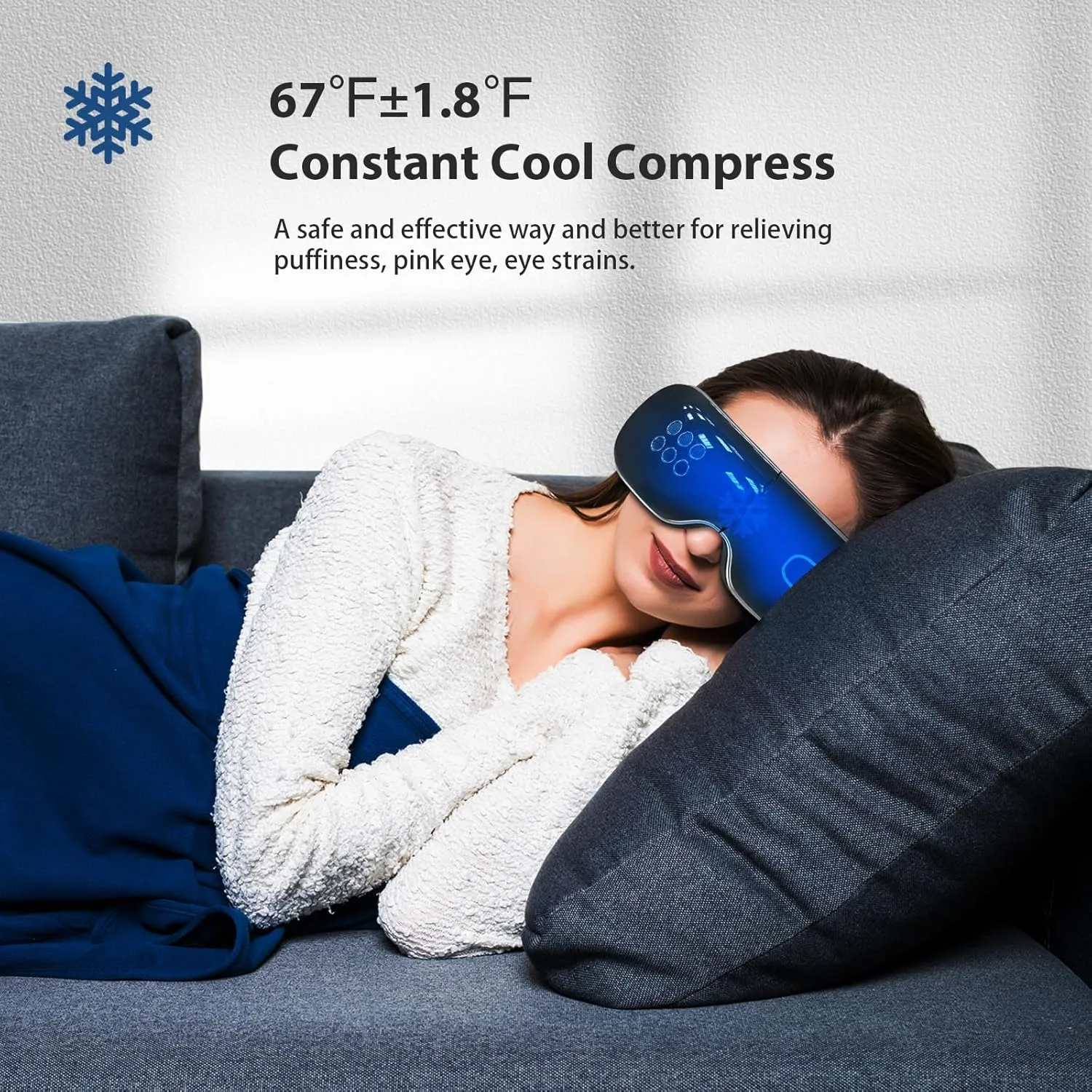 Fmalve Eye Massager with Heat and Cooling for Migraines, Dry Eyes, Heated Eye Mask Massager Improve Sleeping - Great Mothers Day Gifts for Mon (Black)