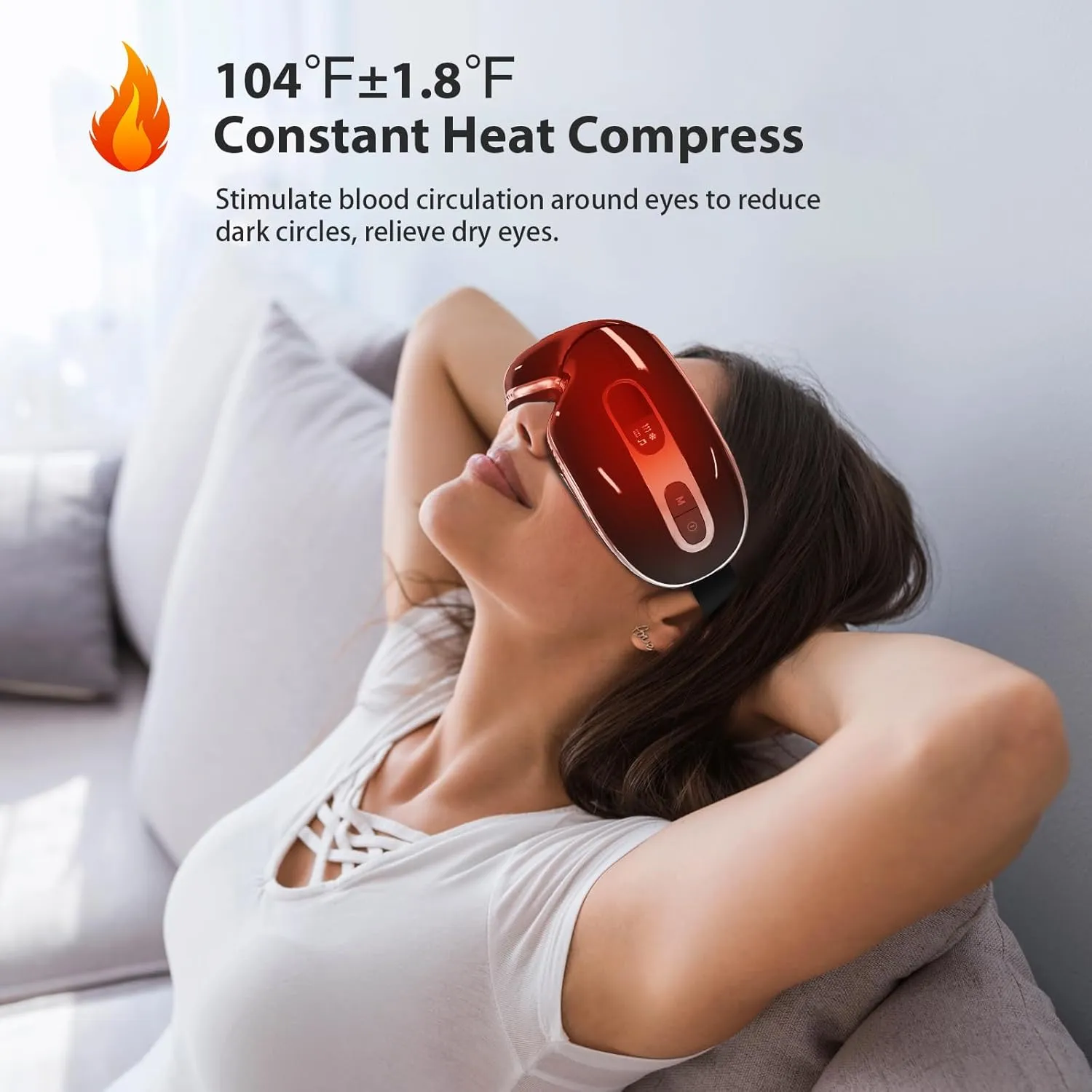 Fmalve Eye Massager with Heat and Cooling for Migraines, Dry Eyes, Heated Eye Mask Massager Improve Sleeping - Great Mothers Day Gifts for Mon (Black)