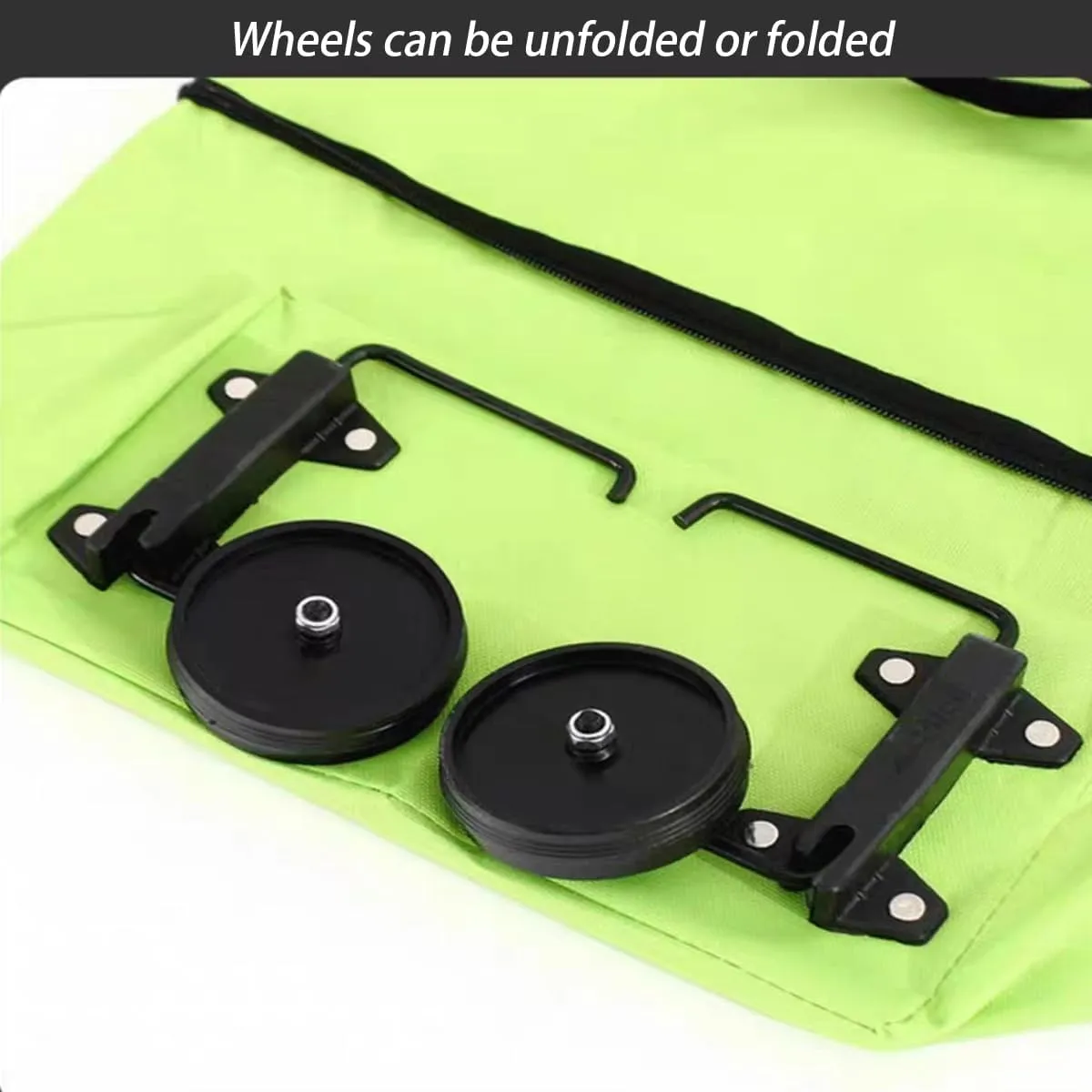 Foldable Shopping Cart with Wheels, Rolling Hand Cart, Large Reusable Grocery Bag (Green)
