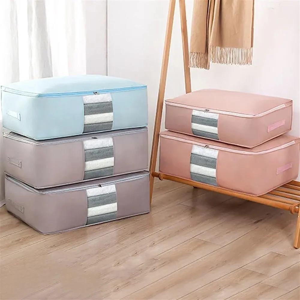 Foldable Storage Bags for Clothes and Comforters,Extra Large Capacity for Moving and Packing(Grey,52x35x16cm)
