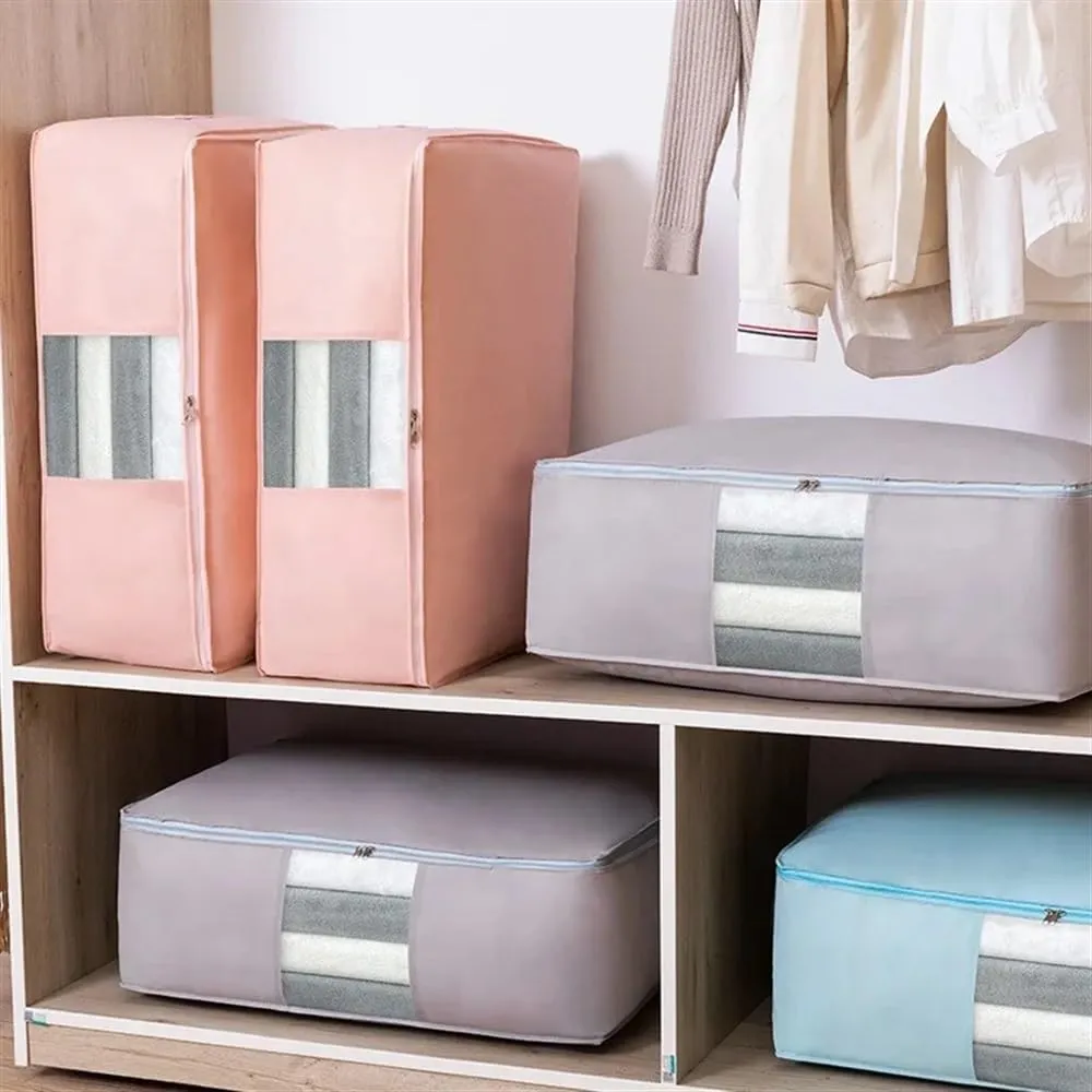Foldable Storage Bags for Clothes and Comforters,Extra Large Capacity for Moving and Packing(Grey,52x35x16cm)