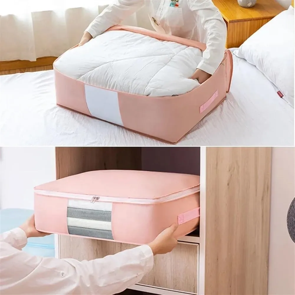 Foldable Storage Bags for Clothes and Comforters,Extra Large Capacity for Moving and Packing(Grey,52x35x16cm)
