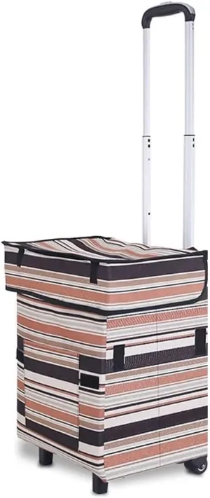 Folding Shopping Cart, Shopping Bag with Wheels Foldable Lightweight Trolley Bags for Groceries Waterproof Large Capacity Grocery Utility Carts, 97*34cm