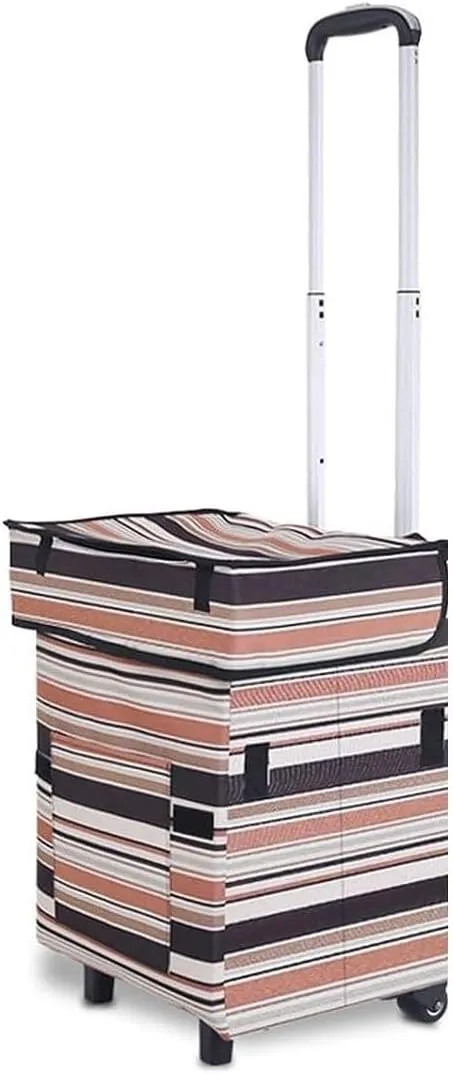Folding Shopping Cart, Shopping Bag with Wheels Foldable Lightweight Trolley Bags for Groceries Waterproof Large Capacity Grocery Utility Carts, 97*34cm